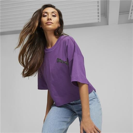 PUMA t-shirt PUMA cristalli swarovski da donna, viola/altro