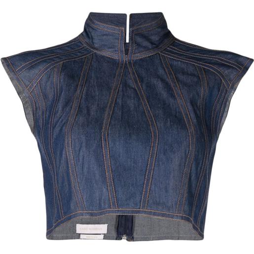 Saiid Kobeisy top crop denim - blu