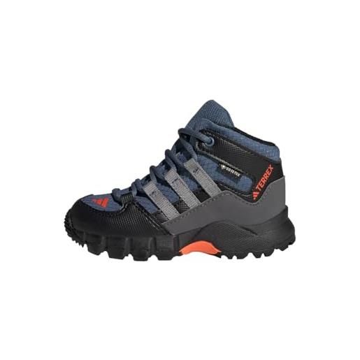 adidas terrex mid gore-tex hiking, scarpe da escursionismo unisex - bambini e ragazzi, wonder steel grey three impact orange, 34 eu