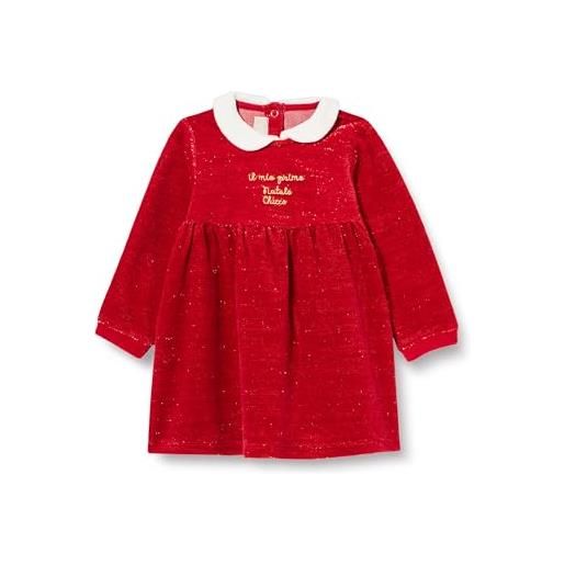 Chicco, vestito natale a maniche lunghe, bimba 0-24, rosso (833), 12 mesi