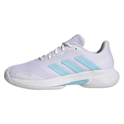 adidas courtjam control tennis, scarpe donna, ftwr white bliss blue ftwr white, 42 2/3 eu