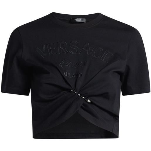 Versace t-shirt con ricamo milano stamp - nero