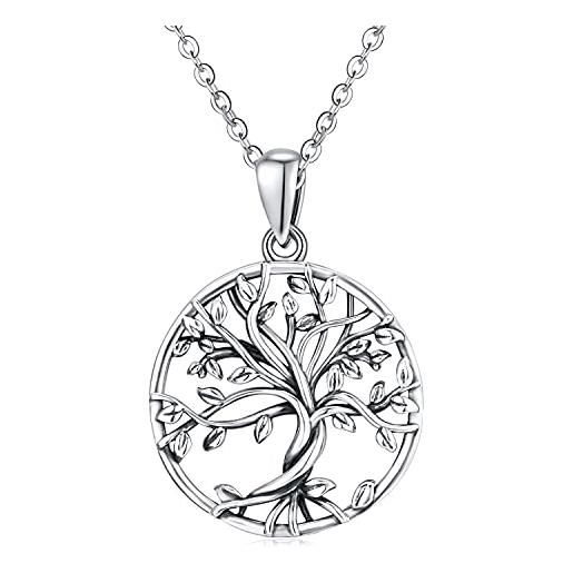 TRISHULA albero della vita catena in argento sterling 925 albero della vita collana albero ciondolo albero della vita gioielli regalo di compleanno per uomo donna