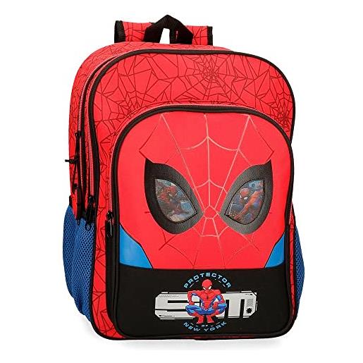 Marvel spiderman protector school zaino doppio scomparto rosso 30x40x13 cm poliestere 15,6l