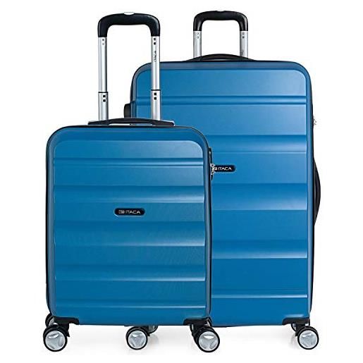 ITACA - set valigie - set valigie rigide offerte. Valigia grande rigida, valigia media rigida e bagaglio a mano. Set di valigie con lucchetto combinazione tsa t71617, blu