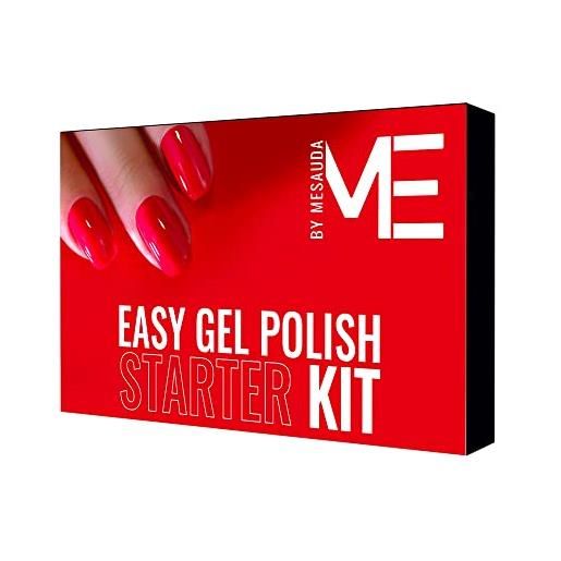 Me by mesauda easy gel polish starter kit - kit per l'applicazione dello smalto semipermanente - red edition - tecnologia easy on - easy off - vegan e cruelty free - 4,5 ml