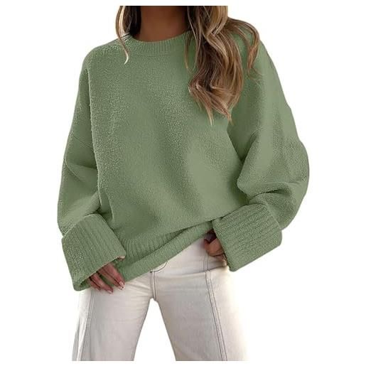 Onsoyours donna maglione lavorato a maglia felpa pullover con manica lunga eleganti casual maglieria a maglia a girocollo per autunno inverno a verde l