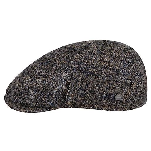 LIERYS coppola volker wool uomo - made in italy cappello piatto cappellino lana con visiera, fodera autunno/inverno - 58 cm grigio