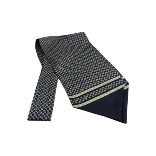 Avantgarde - ascot foulard uomo made in italy silk soie cashecol disegni piccoli, colore blu dis beige azzurri i