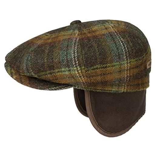 Stetson coppola hatteras meadville ear flap uomo - cappellino in lana berretto newsboy con visiera, paraorecchie, fodera inverno autunno/inverno - m (56-57 cm) verde