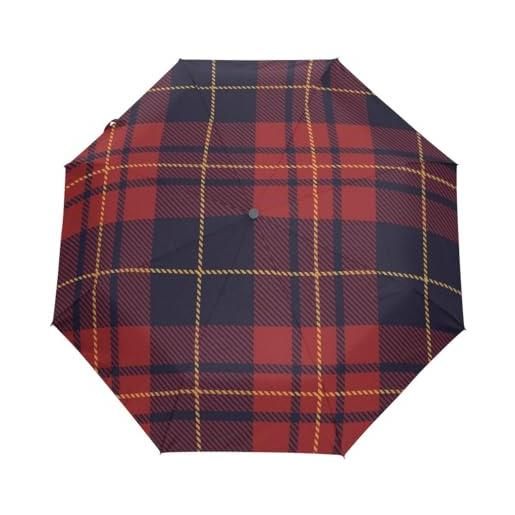 GAIREG ombrello pieghevole classico tartan scozzese antivento compatto automatico aperto chiuso per donne uomini