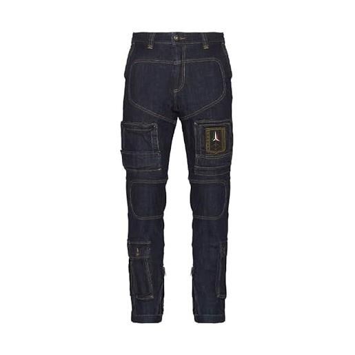 Aeronautica Militare pantalone anti-g in jeans streatch uomo pa939 in denim blu lavaggio scuro pilota frecce tricolore (52)