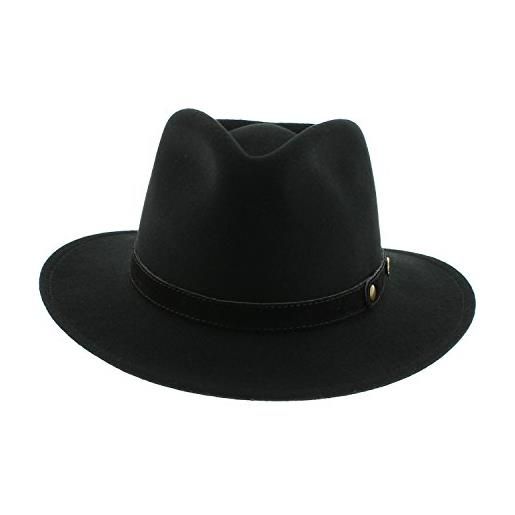 Votrechapeau - cappello petrus, in feltro, pieghevole e impermeabile - nero 59 cm