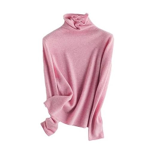 Youllyuu maglione a collo alto lavorato a maglia 100% lana maglione autunno inverno in cashmere maglione lavorato a maglia solido pink l