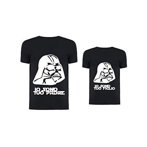 Altra Marca coppia di t-shirt nere personalizzate per padre e figlio magliette per la festa del papà player uno due - uomo xl bimbo 5-6 anni