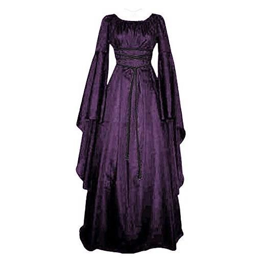 KEIZHUONIQIU abiti rinascimentali da donna vittoriana abiti stile medievale e punk costumi vintage nero abito gotico lolita abito halloween cosplay sciarpa abito rockabilly, viola a01, l