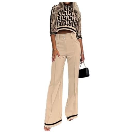 shownicer tailleur pantalone donna 2 pezzi gilet blazer senza manica scollo v e pantaloni a vita alta chic tuta completa elegante abbigliamento streetwear b cachi l