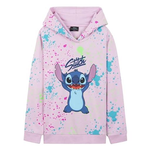 Disney felpe con cappuccio per bambine e ragazze, felpa stitch, abbigliamento bambina ragazza 7-14 anni (rosa chiaro stitch, 11-12 anni)