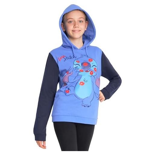 Disney felpe con cappuccio per bambine e ragazze, felpa stitch, abbigliamento bambina ragazza 7-14 anni (blu/nero stitch, 9-10 anni)