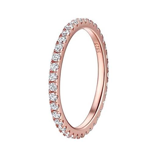 Suplight anello donna matrimonio anello oro rosa anello argento 925 e zirconi anello donna argento fedine fidanzamento coppia misura 24