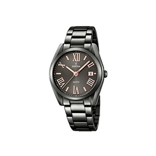 Festina, orologio da donna f16866/1, al quarzo con quadrante analogico nero e cinturino in acciaio inox color argento