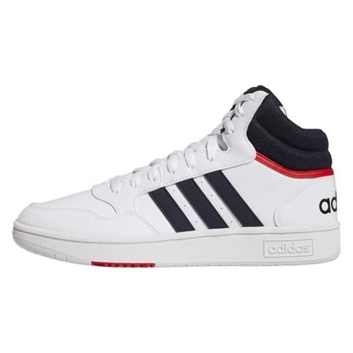 adidas hoops 3.0 mid classic vintage shoes, sneakers uomo, ftwr white legend ink vivid red, 45 1/3 eu