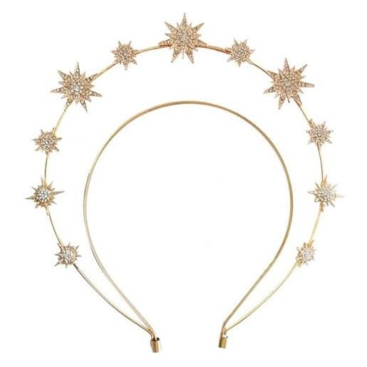Zoestar fascia per capelli con corona halo con stella in cristallo, per capelli con strass scintillanti, per donne e ragazze, 1 pezzo (oro 1)