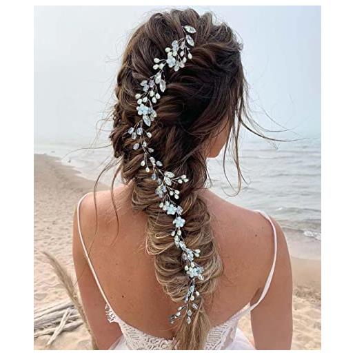 Unicra sposa matrimonio capelli vigni argento fiore capelli accessori cristallo fascia casco per donne e damigella d'onore