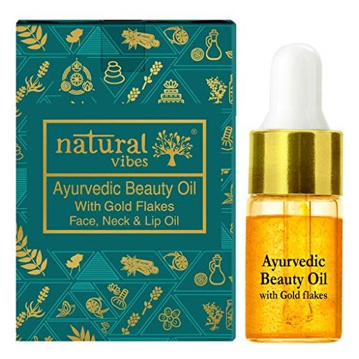 Natural Vibes gold beauty oil - elisir per viso labbra collo e sonno tranquillo, 3 ml
