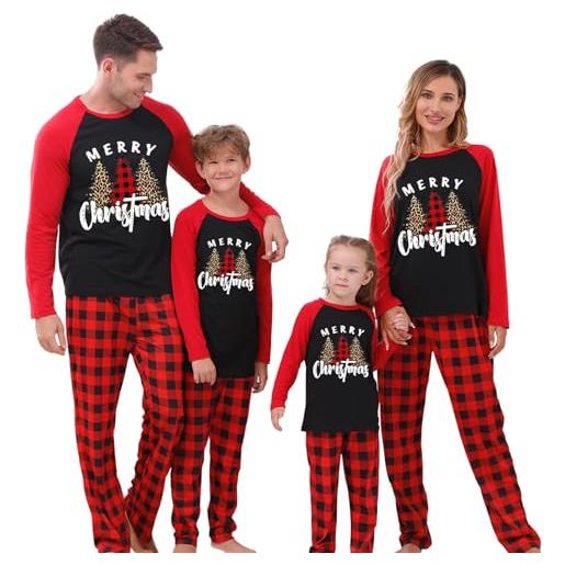 ANVIGO pigiami natalizi per tutta la famiglia, pigiama natale famiglia, pigiama di capodanno indumenti, pigiama natale maniche lunghe set disponibile in taglie da adulta bambino (uomo rosso, 3xl)