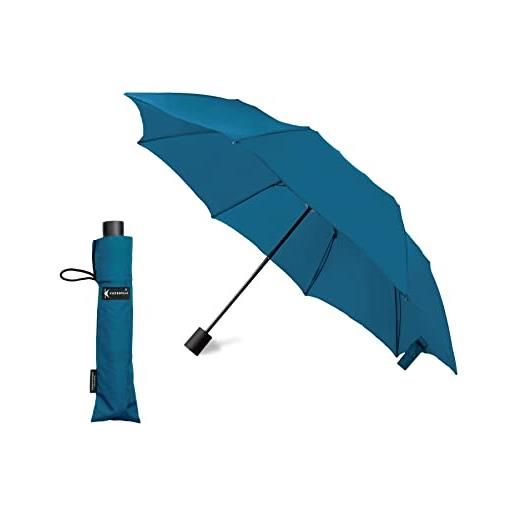 KAZBRELLA compatto - l'ombrello pieghevole inverso che si adatta a una borsa, blu pavone, s