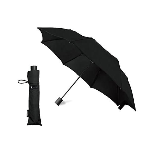 KAZBRELLA compatto - l'ombrello pieghevole inverso che si adatta a una borsa, nero , s
