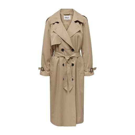 ONLY trench femminile doppiopetto, tannin. , xs