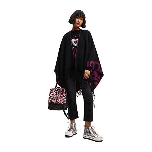 Desigual poncho_logo paris, 3016 lilac, poncho donna, rosso (red), taglia unica