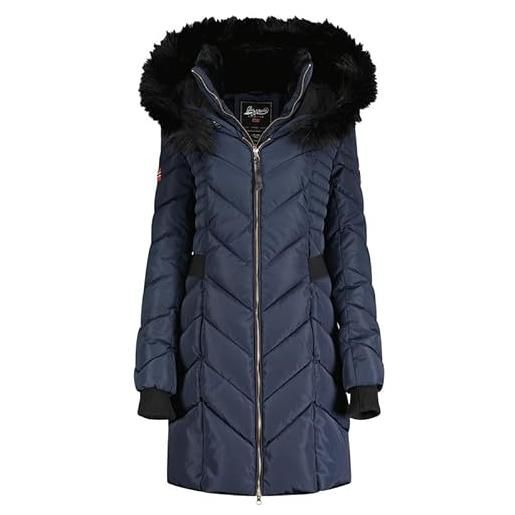 Geographical Norway dolrie lady - giacca donna imbottita calda autunno-invernale - cappotto caldo - giacche antivento a maniche lunghe e tasche - abito ideale (blu marino l)