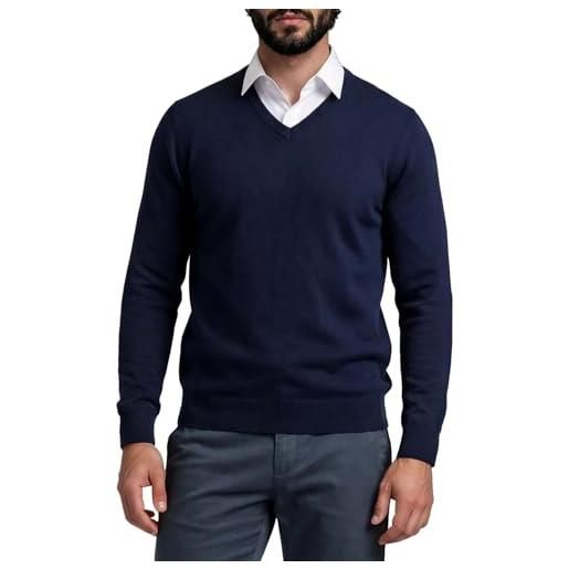 Xact maglione a v in 100% cotone per uomo (dark grey marl) xl