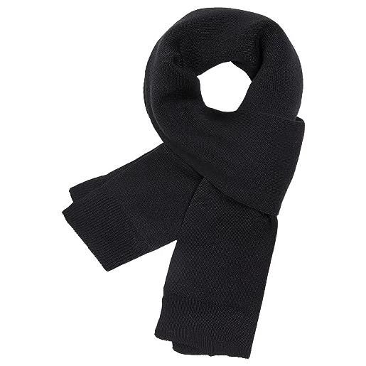 Enter the Complex® sciarpa merino in 100% lana merino sostenibile, da donna e da uomo, a maglia, invernale, corta, nero , 140 x 25 cm