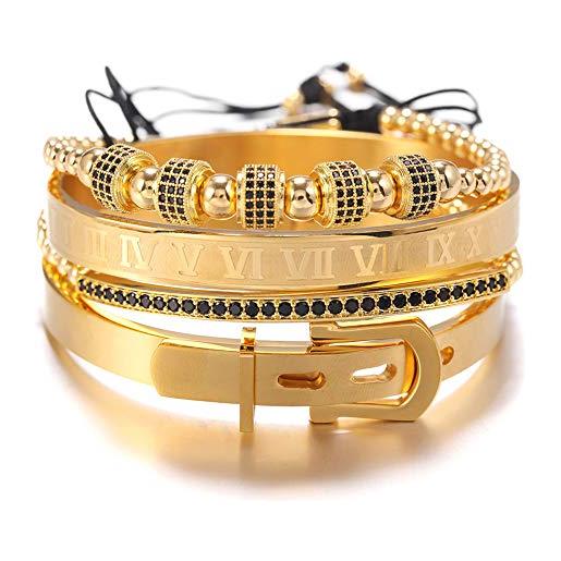 Cutenation la corona bracciale imperiale oro 18k gioielli lusso con perline rame di zirconia cubica e carm moda per uomo donna