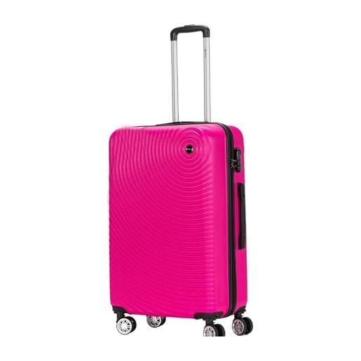 Generic abs hardcase valigia 4 ruote spinner hard case shell bagagli di viaggio spritz bag, 3 cifre combinazione serratura, fucsia, l, valigia