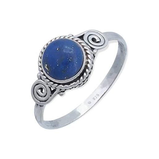 mantraroma anello argento 925 con pietre preziose lapislazzuli pietra blu argento sterling da donna in vero argento (mrg-021-06-(54))