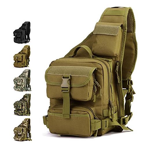 YFNT tactical sling bag pack militare rover spalla zaino a tracolla per caccia campeggio trekking, brown