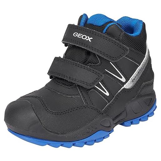 Geox j new savage boy b a, scarpe a collo alto bambini e ragazzi, black red, 35 eu