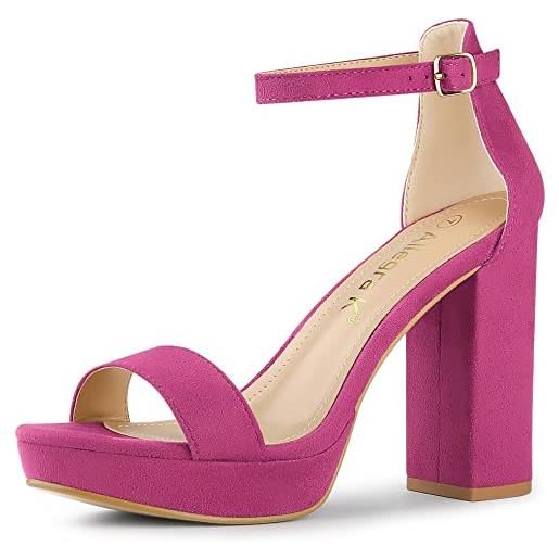 Allegra K donna cinturino alla caviglia piattaforma tacchi spessi tacco sandali, rosa acceso, 41 eu