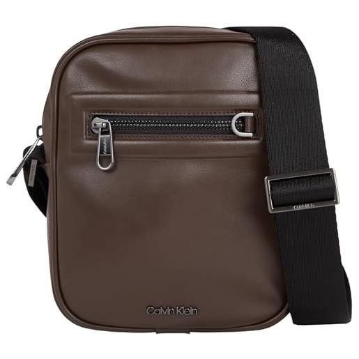 Calvin Klein borsa a tracolla uomo elevated reporter piccola, nero (ck black smooth), taglia unica