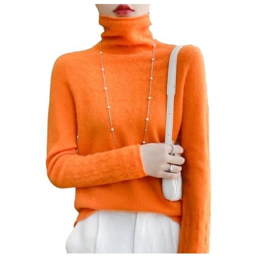 Generic maglione da donna in 100% lana merino lavorato a maglia a collo alto in tinta unita pullover in cashmere, khaki9, xl