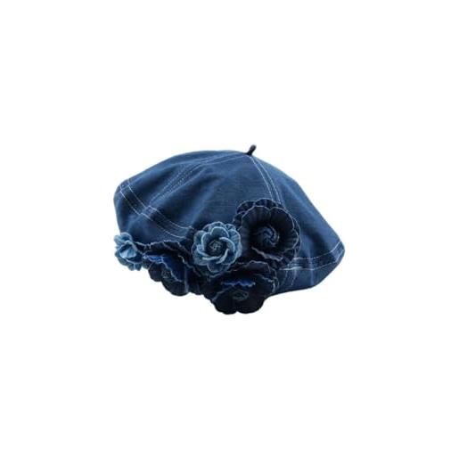 DHDHWL berretto basco cappelli da berretto blu denim eleganza vintage for donna cappellini da pittore casual di nicchia for femminilità primavera estate (color: middle blue, size: one size)