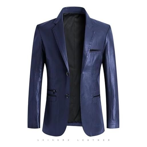 Generic giacche per blazer in pelle maschile, giacche da smoking in pelle di cuoio da uomo sportivo