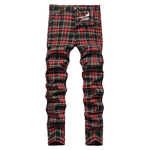 enaamiaz 2023 pantaloni da uomo pantaloni scozzesi casual eleganti slim fit morbido leggero traspirantecon con tasche laterali bottoni per vacanze lavoro tutti i giorni