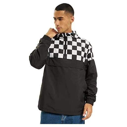 Urban Classics check pull over jacket giacca, nero (blk/chess 01713), medium uomo