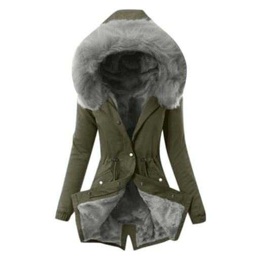 PengGengA giubbotto donna invernale giacca con cappuccio cappotto parka felpa con cappuccio in pelliccia sintetica